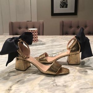 J.crew gold sandals with silk ties size 7.5